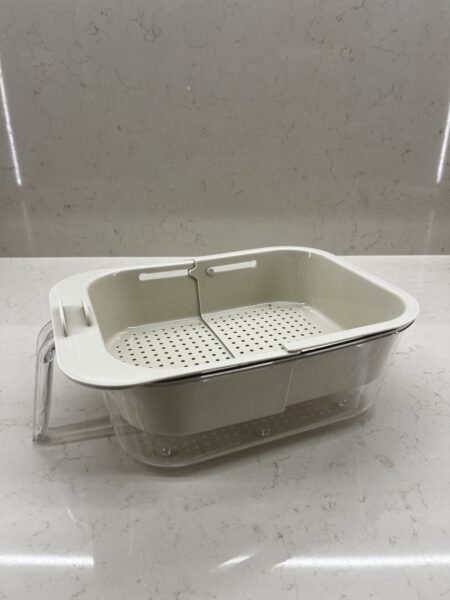 علبة أكريليك مع مسكة يد ومصفاة قابلة للتمدد